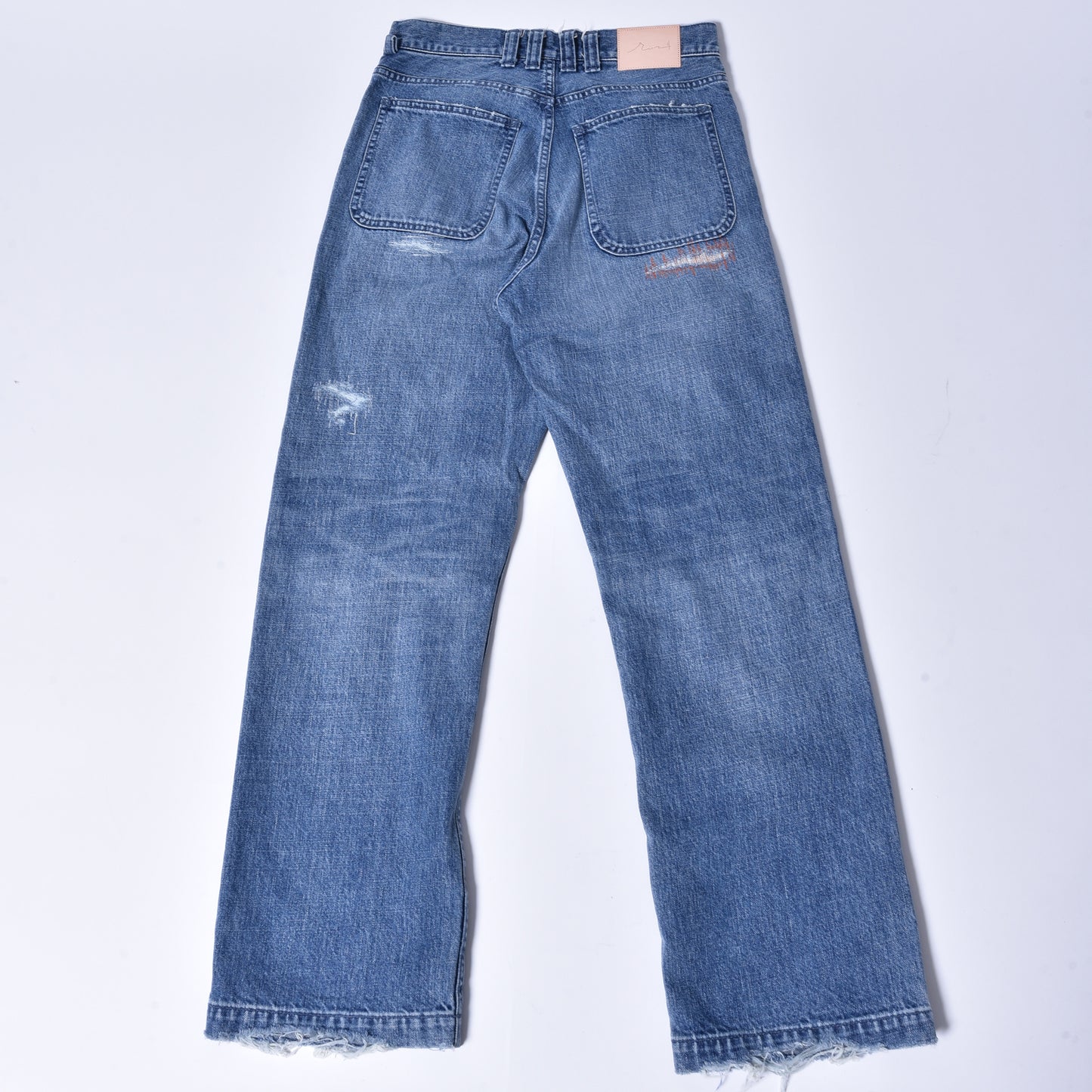 rin / Distressing Crash Denim Pants INDIGO