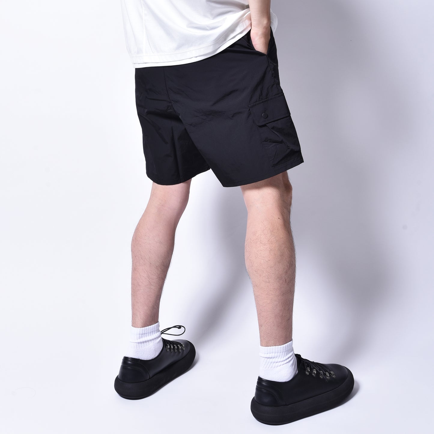 rin / Nylon Cargo Short Pants BK