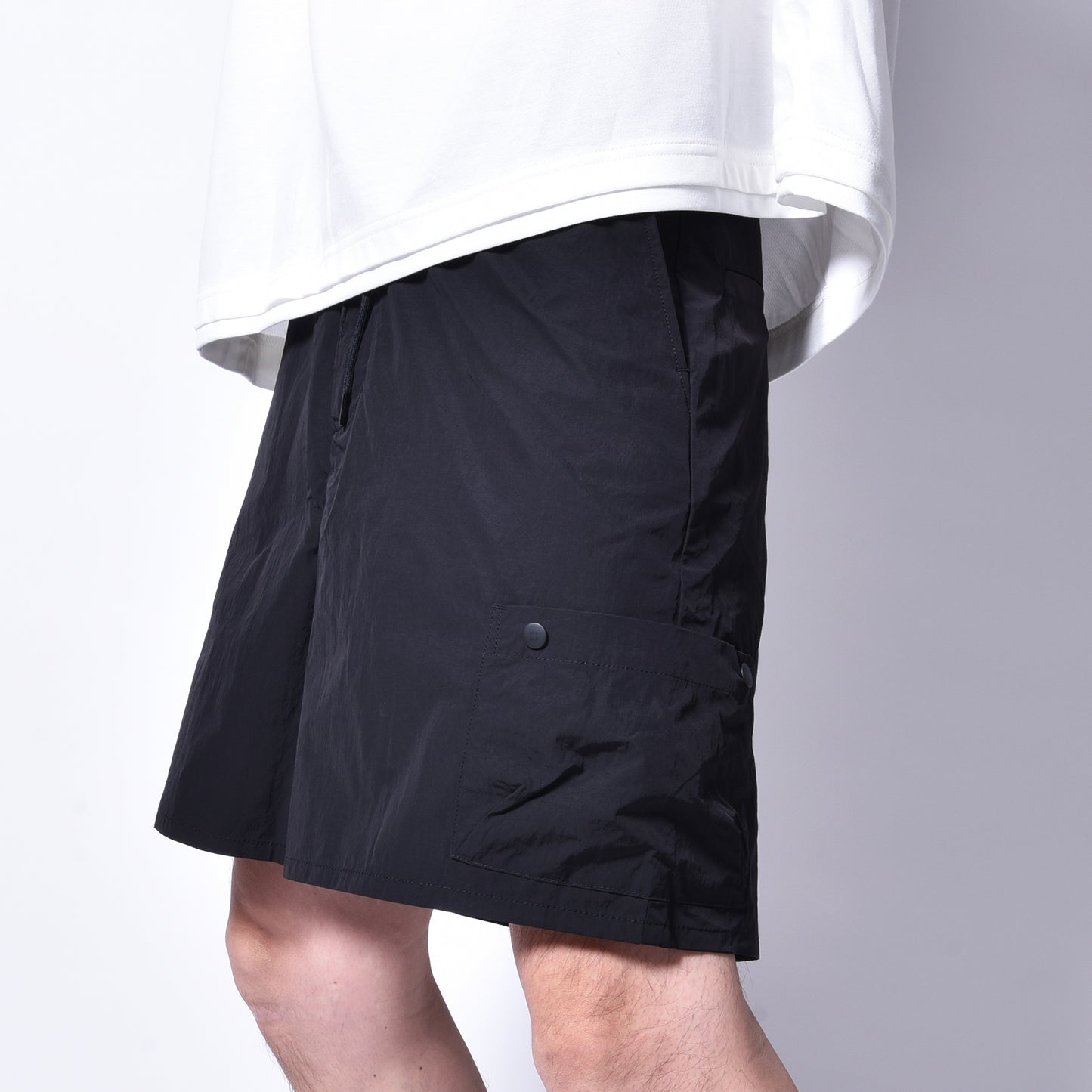 rin / Nylon Cargo Short Pants BK