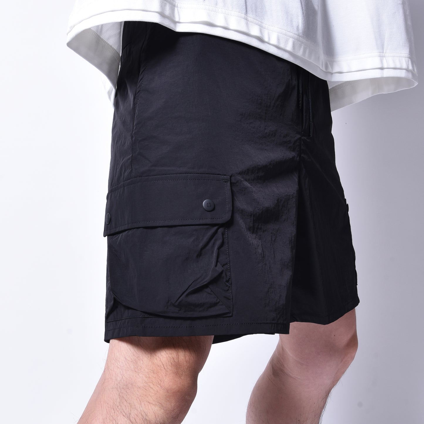 rin / Nylon Cargo Short Pants BK