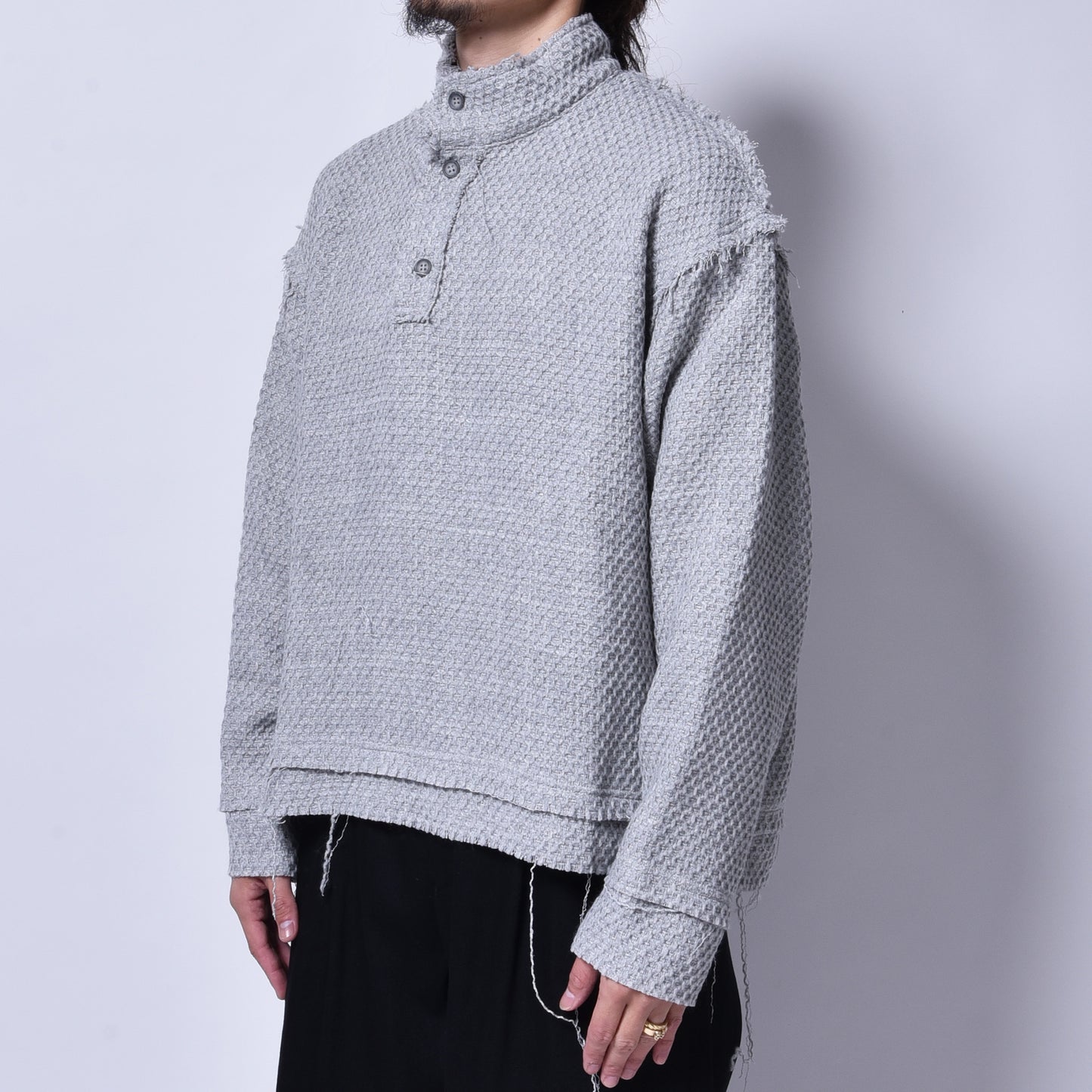 rin / Cut Bee Knit Long Sleeve GREY