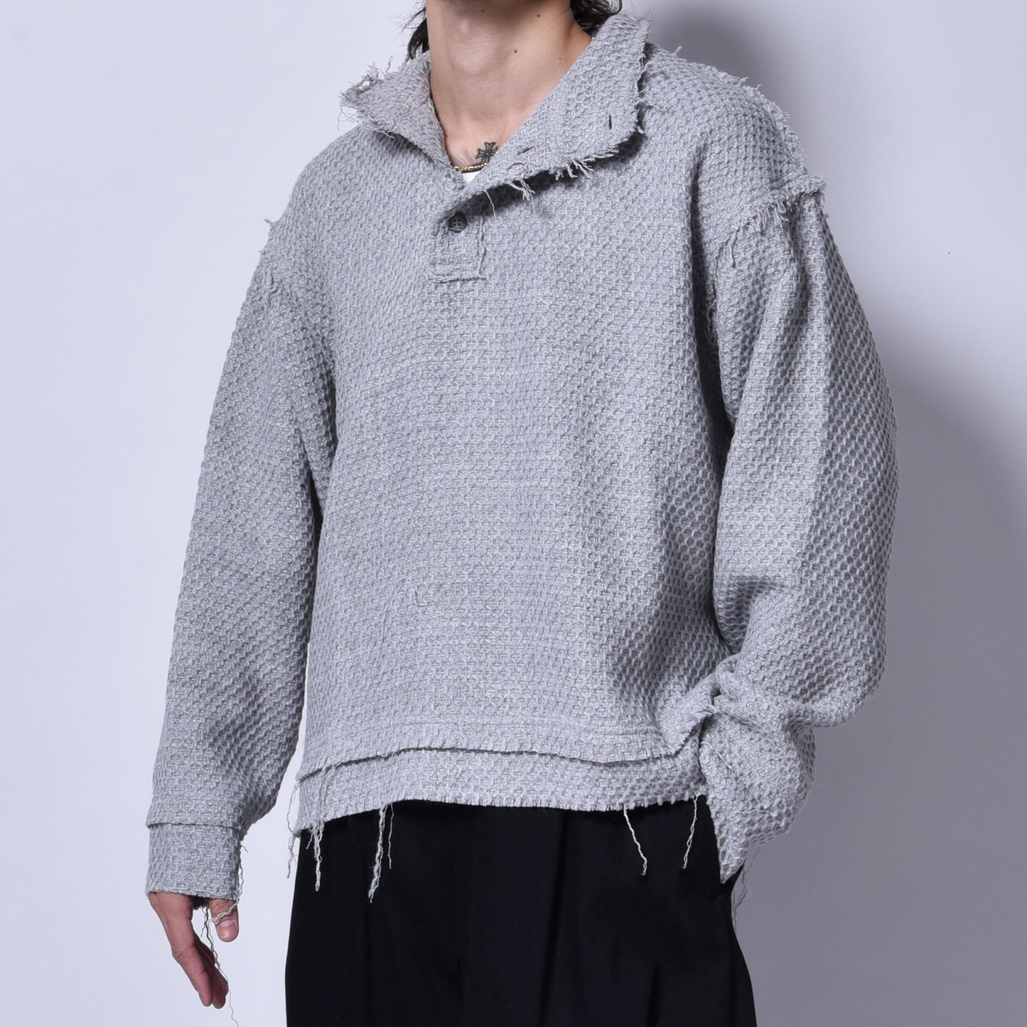 rin / Cut Bee Knit Long Sleeve GREY
