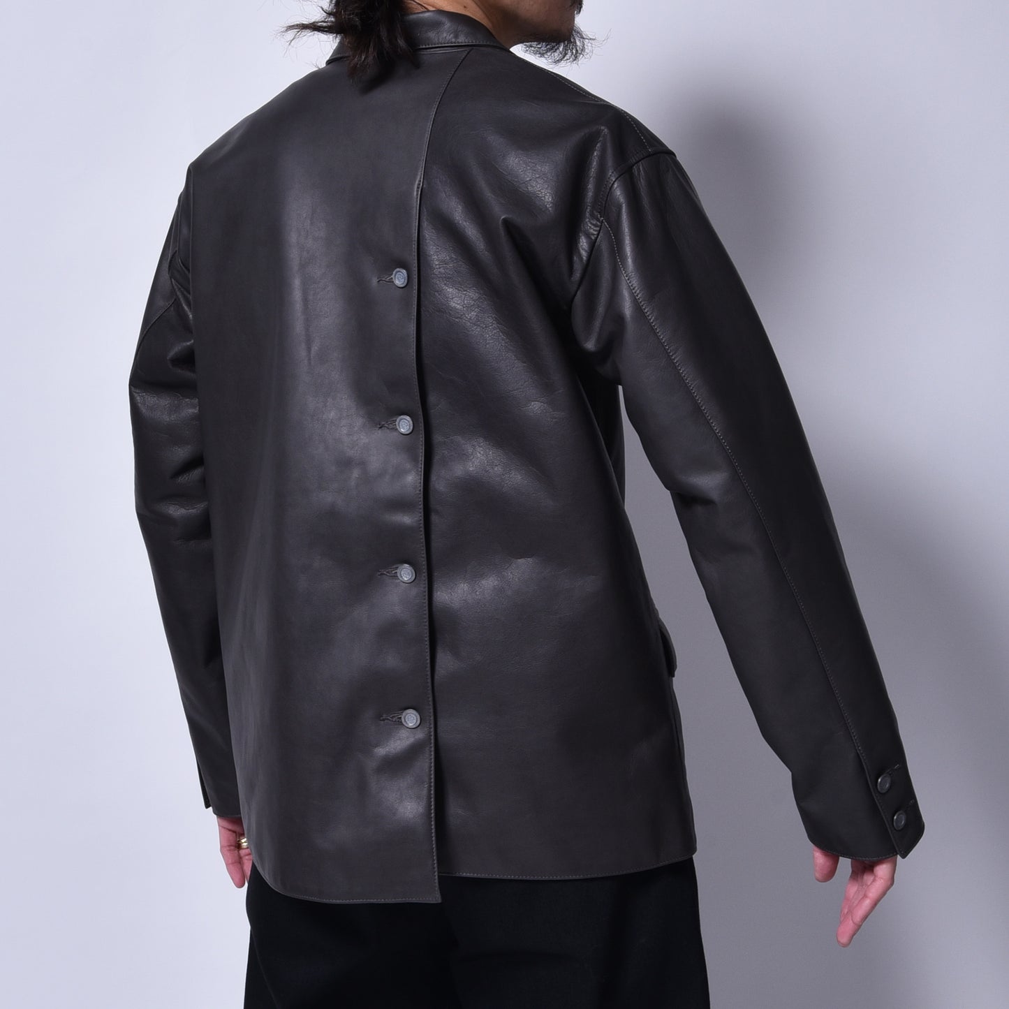 rin / Gentleman "R" Leather Jacket D.GREY