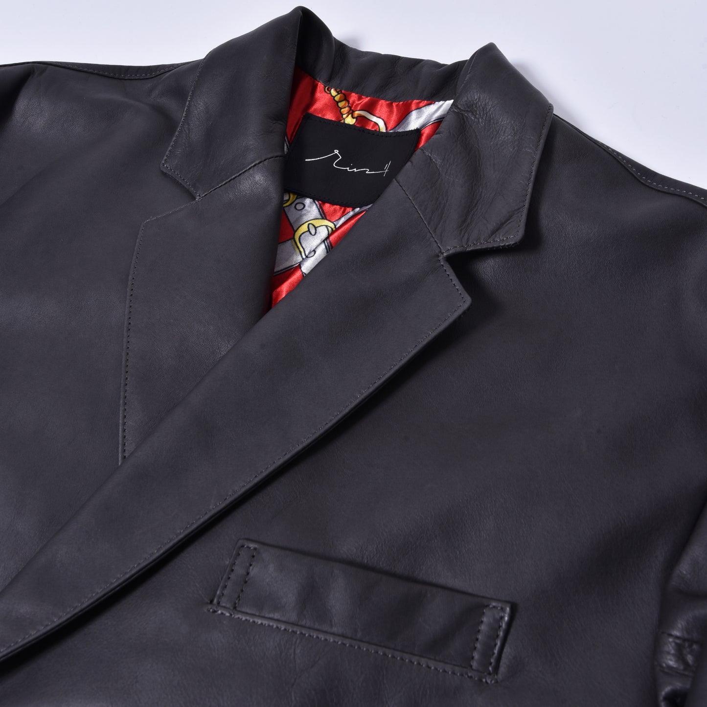 rin / Gentleman "R" Leather Jacket D.GREY