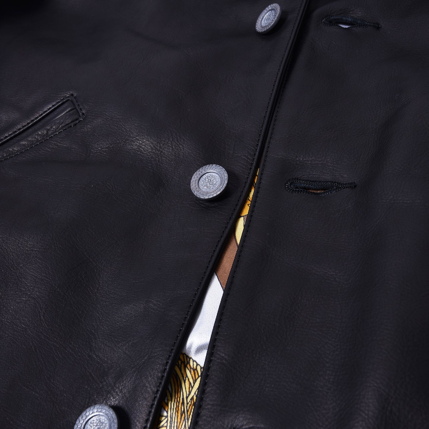 rin / Car Coat "R" Leather Jacket BK