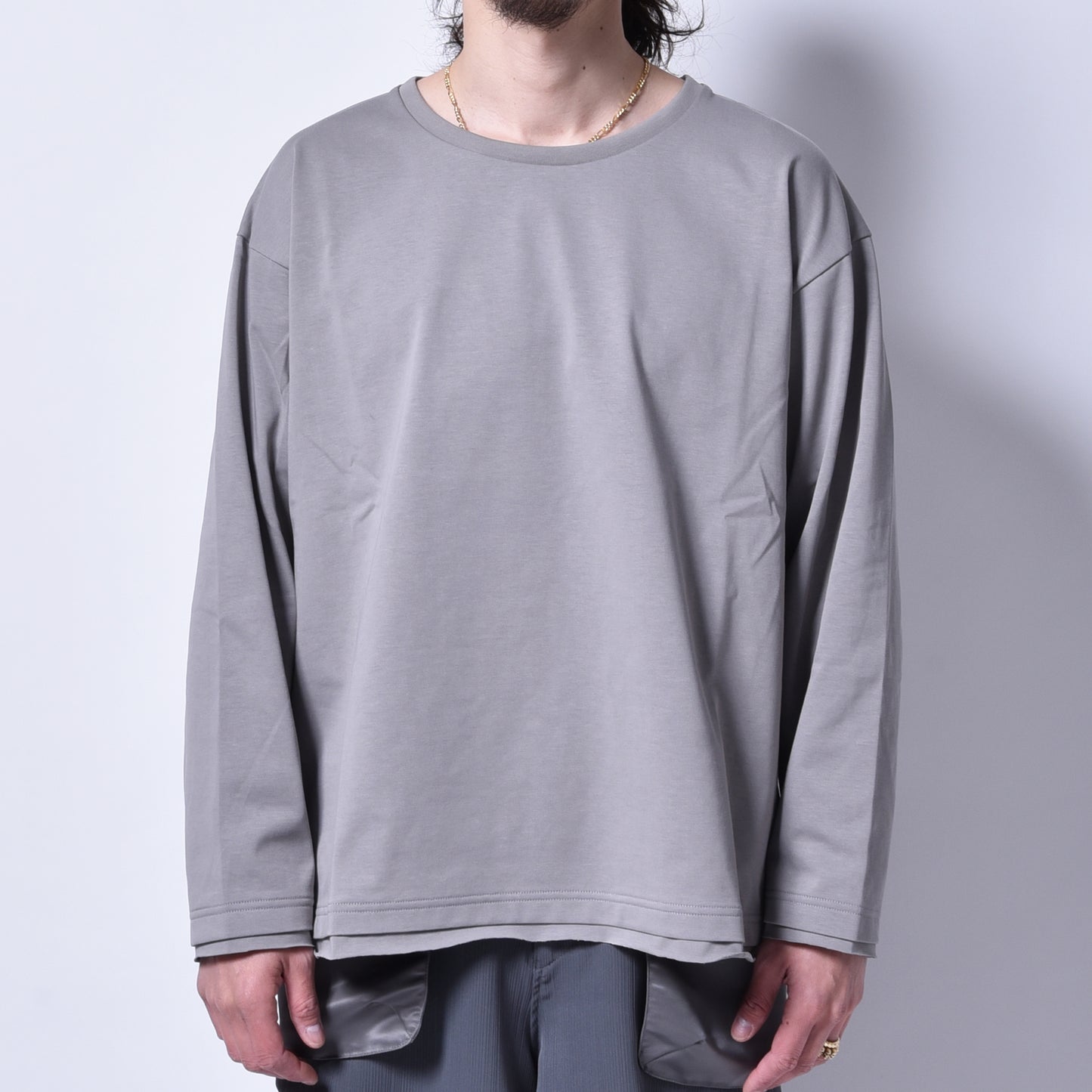 rin / Loose Neck Long Sleeve Tee GREY