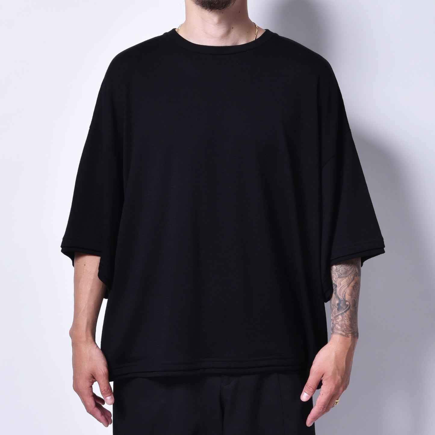rin / Summer Wool Dolman S/S Tee BK