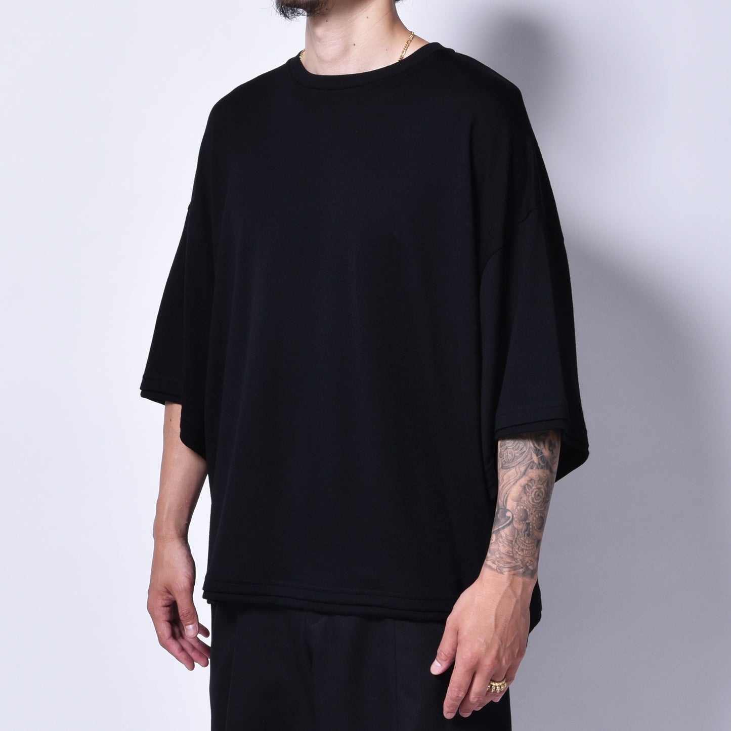 rin / Summer Wool Dolman S/S Tee BK