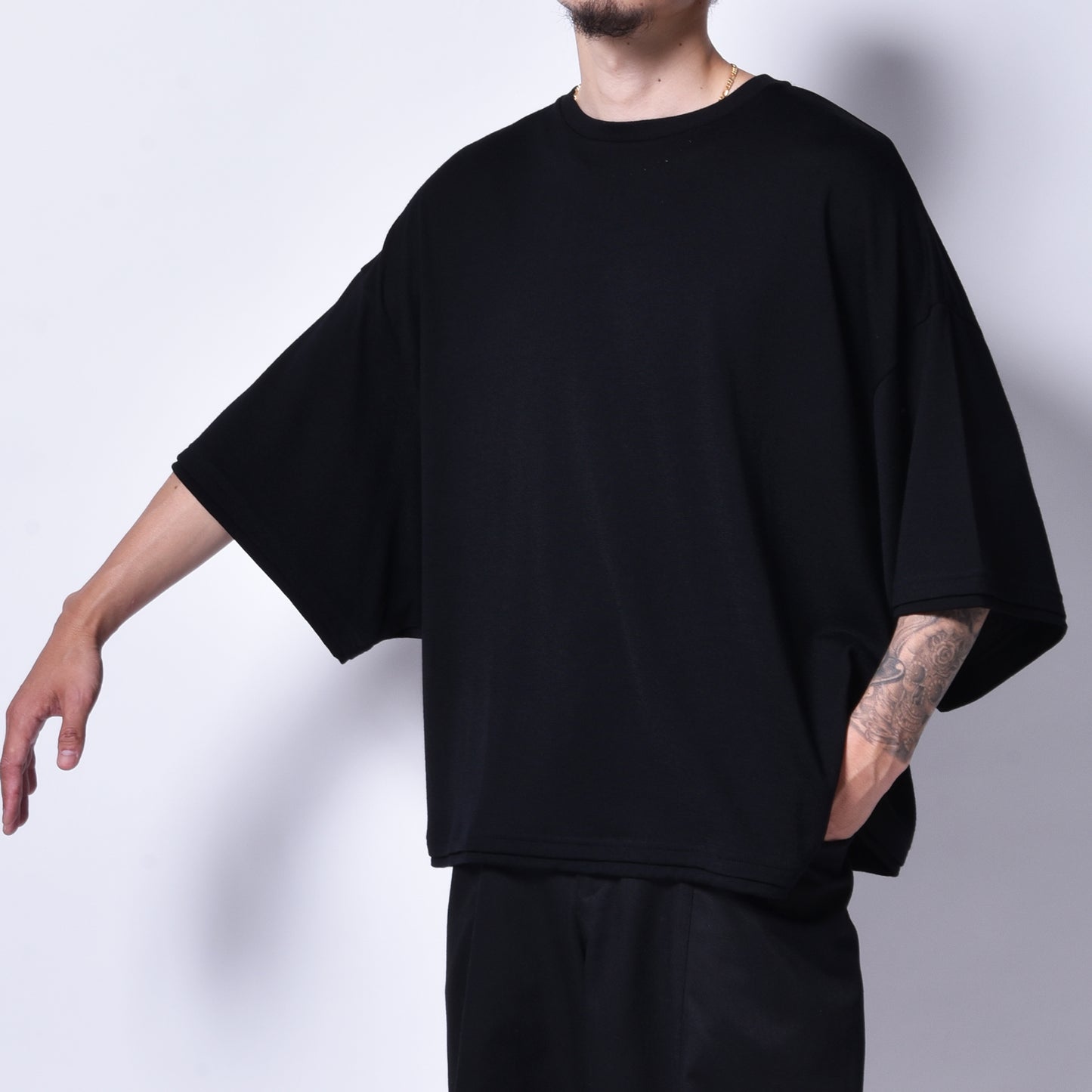 rin / Summer Wool Dolman S/S Tee BK