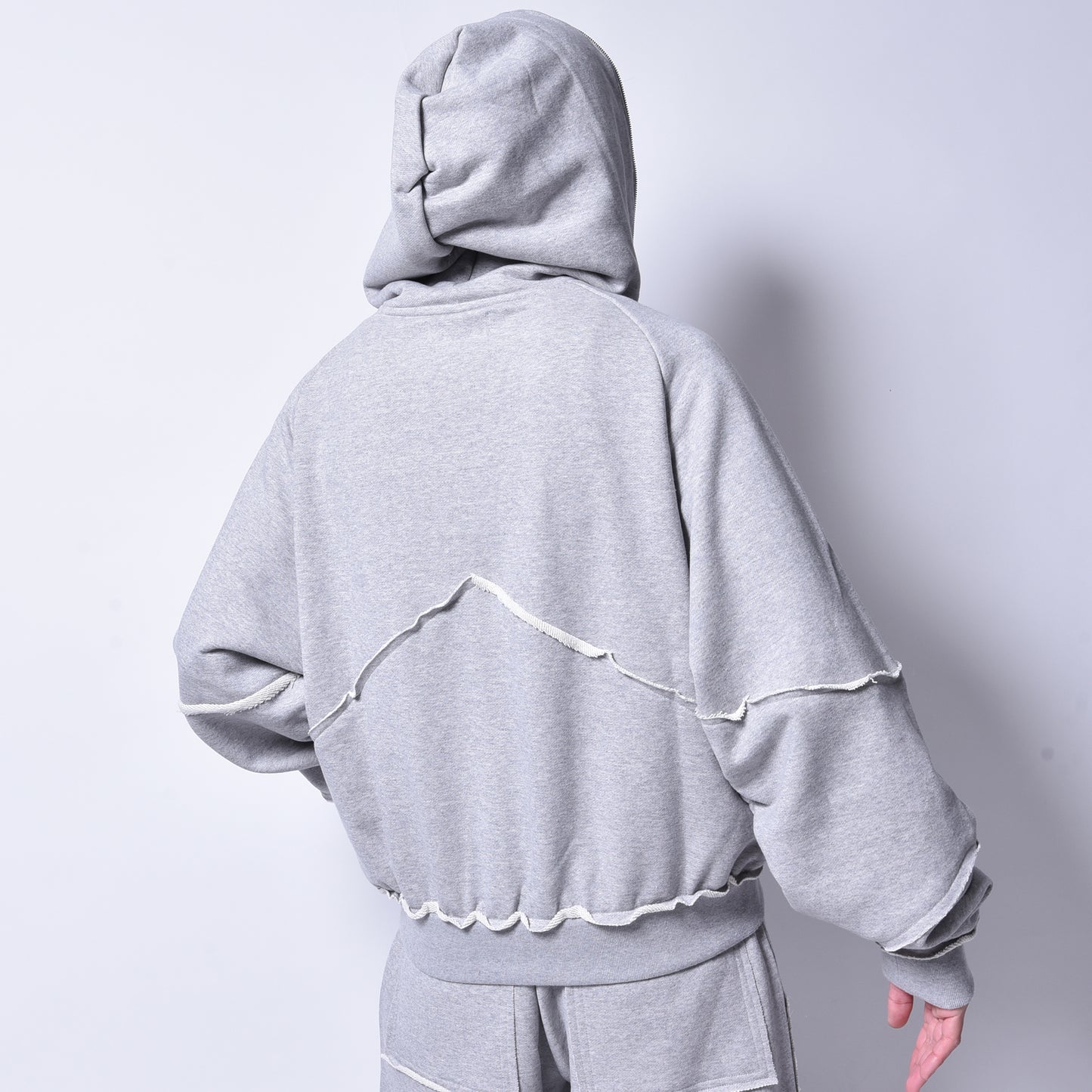 rin / Cut Sweat Full Zip Hoodie GREY