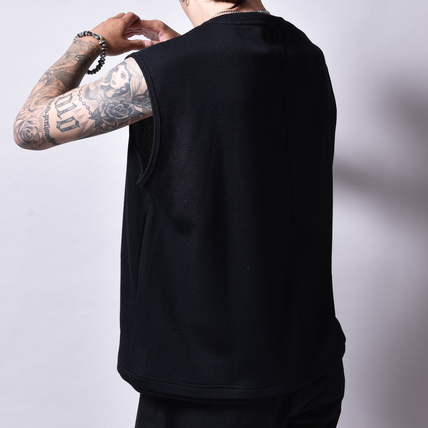 rin / Mesh No Sleeve Tee BK