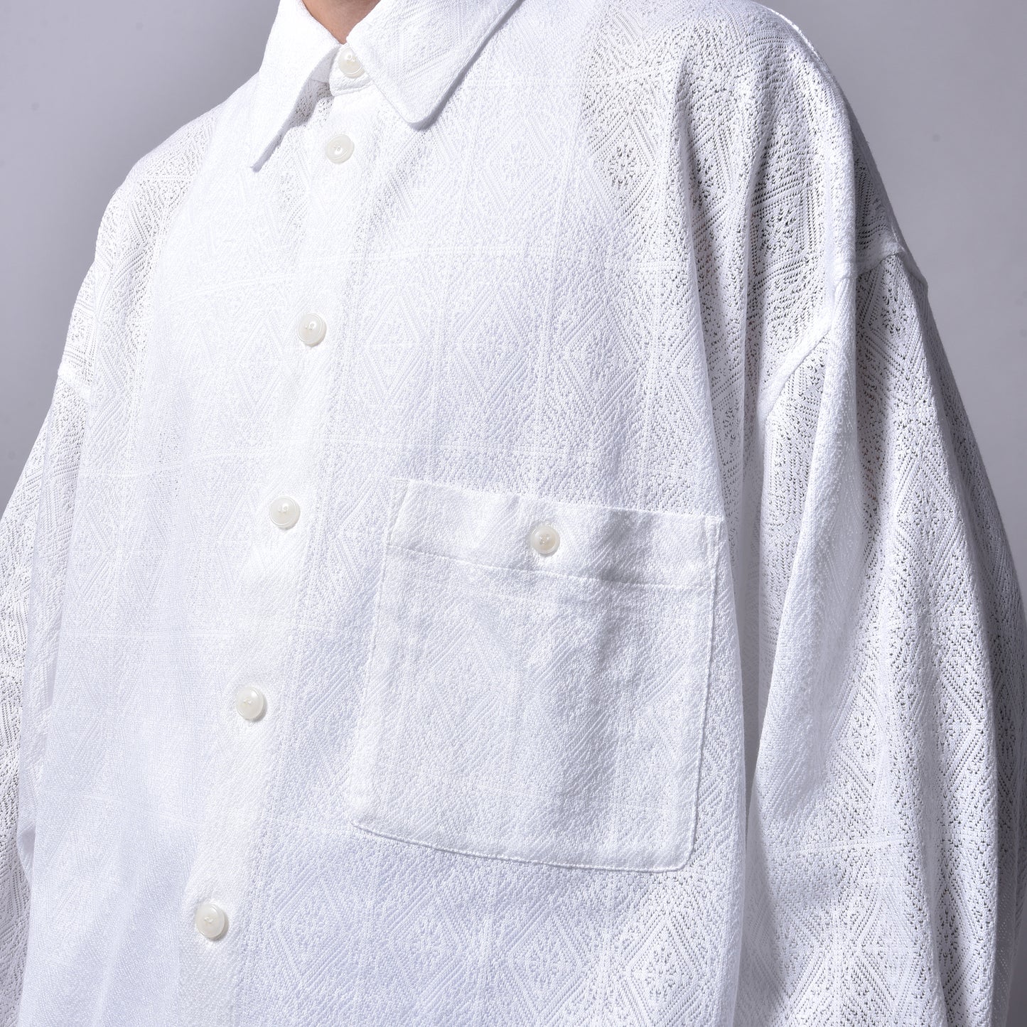 rin / Mesh Knit Big L/S Shirt WH
