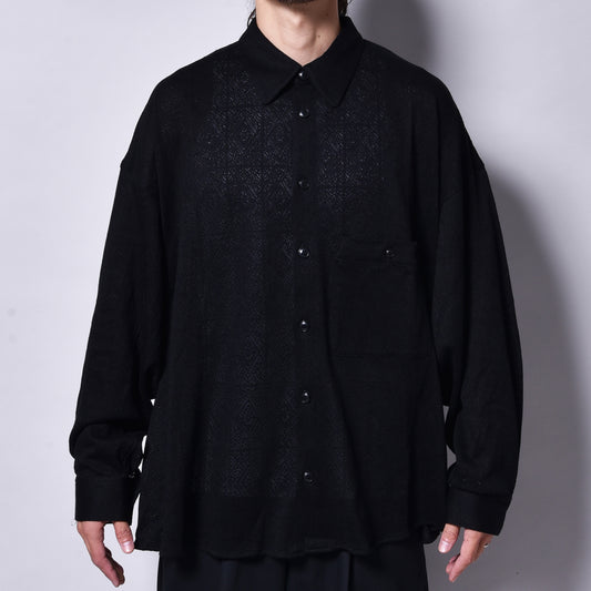 rin / Mesh Knit Big L/S Shirt BK