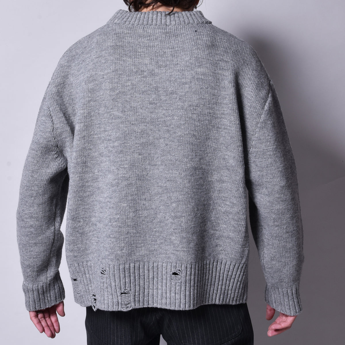 rin / Wool Damage Short Wide Knit GREY