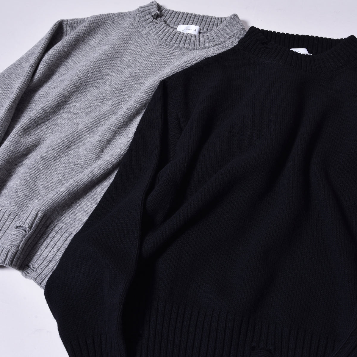 rin / Wool Damage Short Wide Knit GREY
