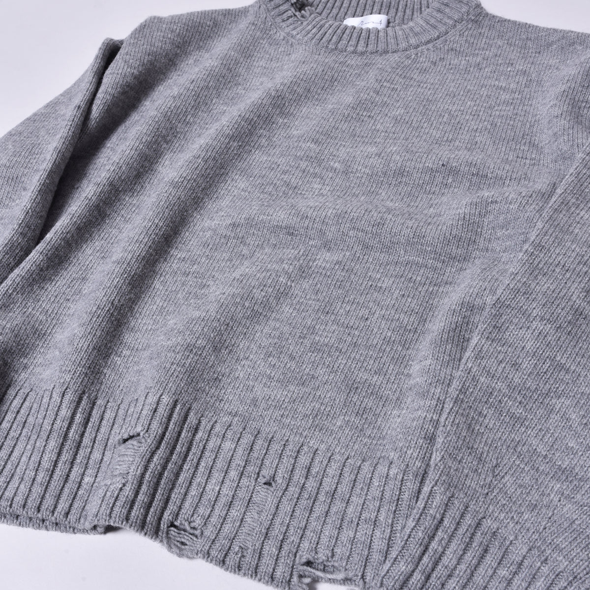 rin / Wool Damage Short Wide Knit GREY