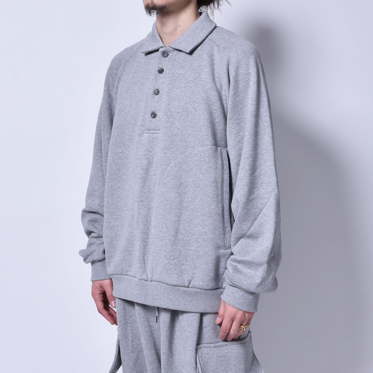 rin / Heavy Polo Sweat Shirt GREY