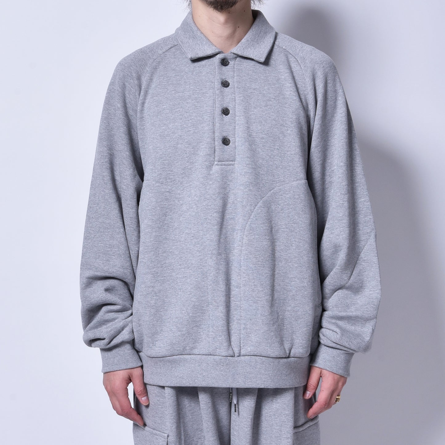 rin / Heavy Polo Sweat Shirt GREY