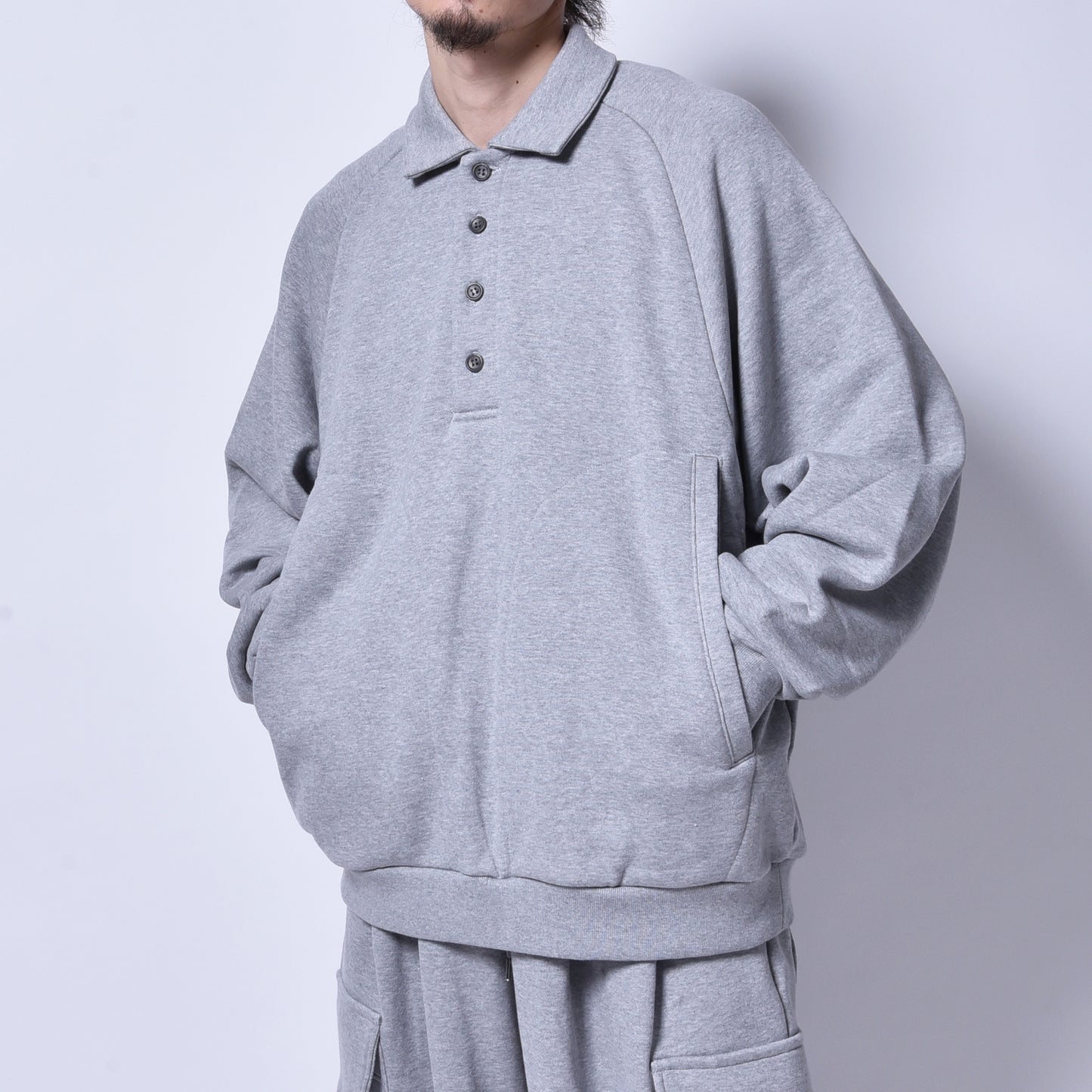 rin / Heavy Polo Sweat Shirt GREY