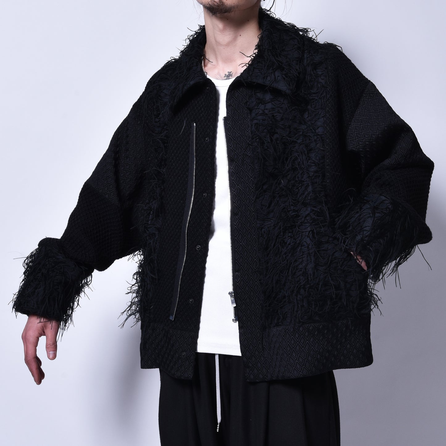 rin / Wing Panel Short Jacket BK BK