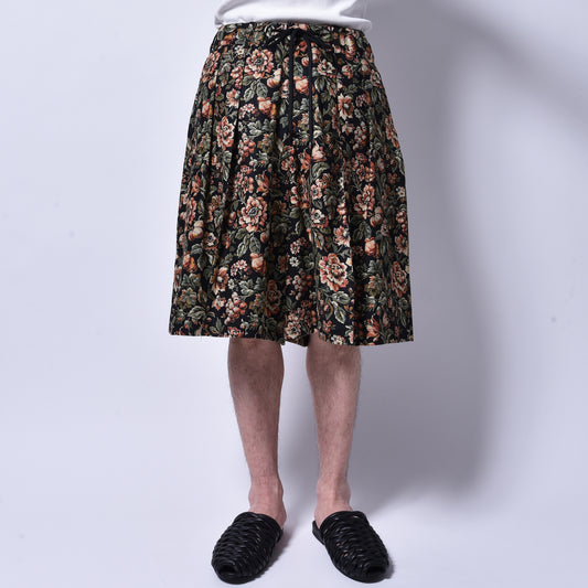 rin / Wide Slit GARA Short Pants BK FLOWER