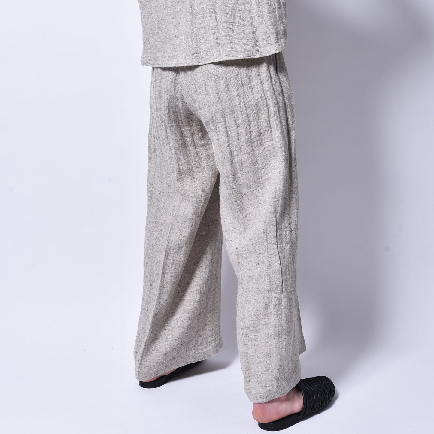 rin / Linen Baggy Tuck Slacks Pants GREIGE