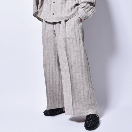 rin / Linen Baggy Tuck Slacks Pants GREIGE