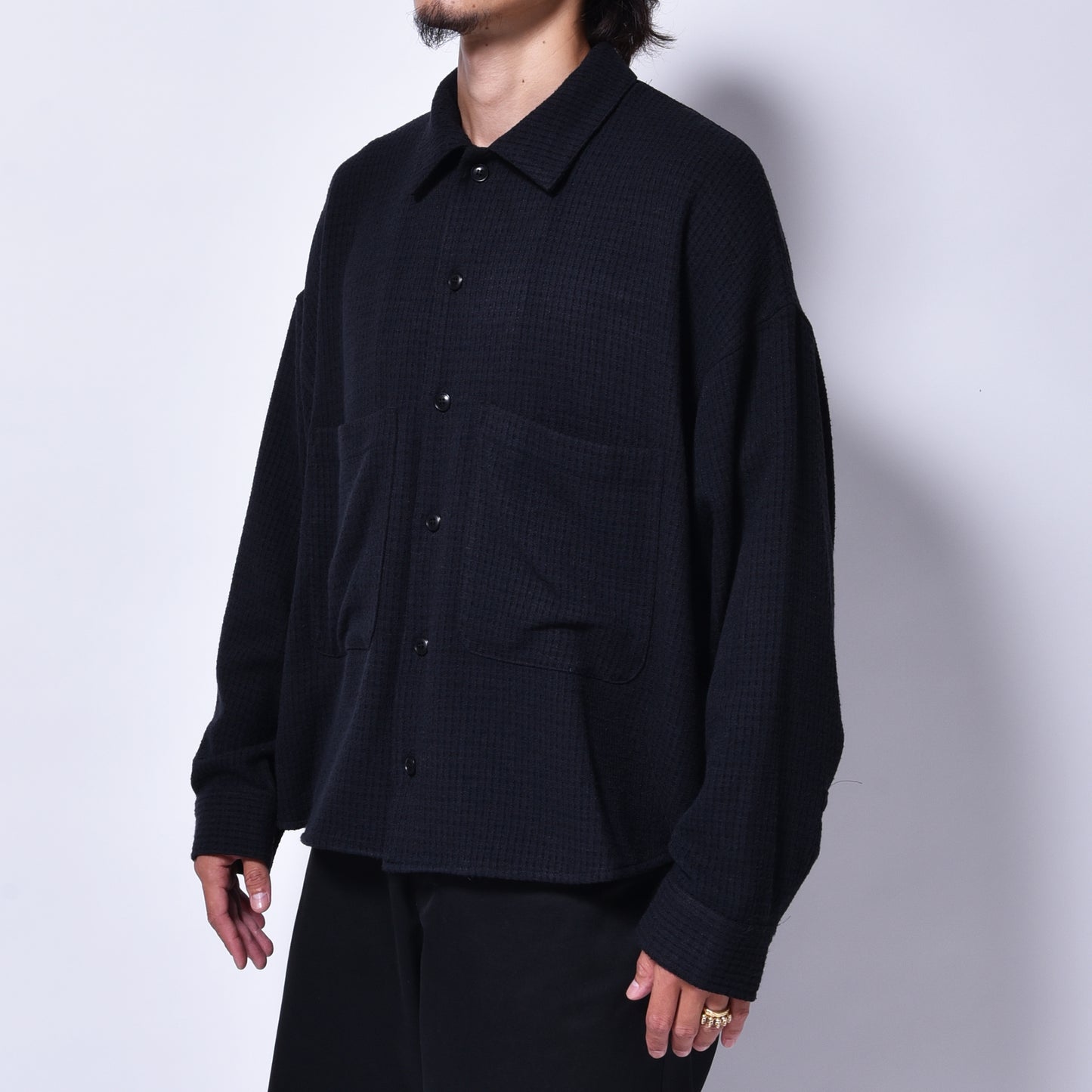 rin / Loop Short Wide L/S Shirt BK