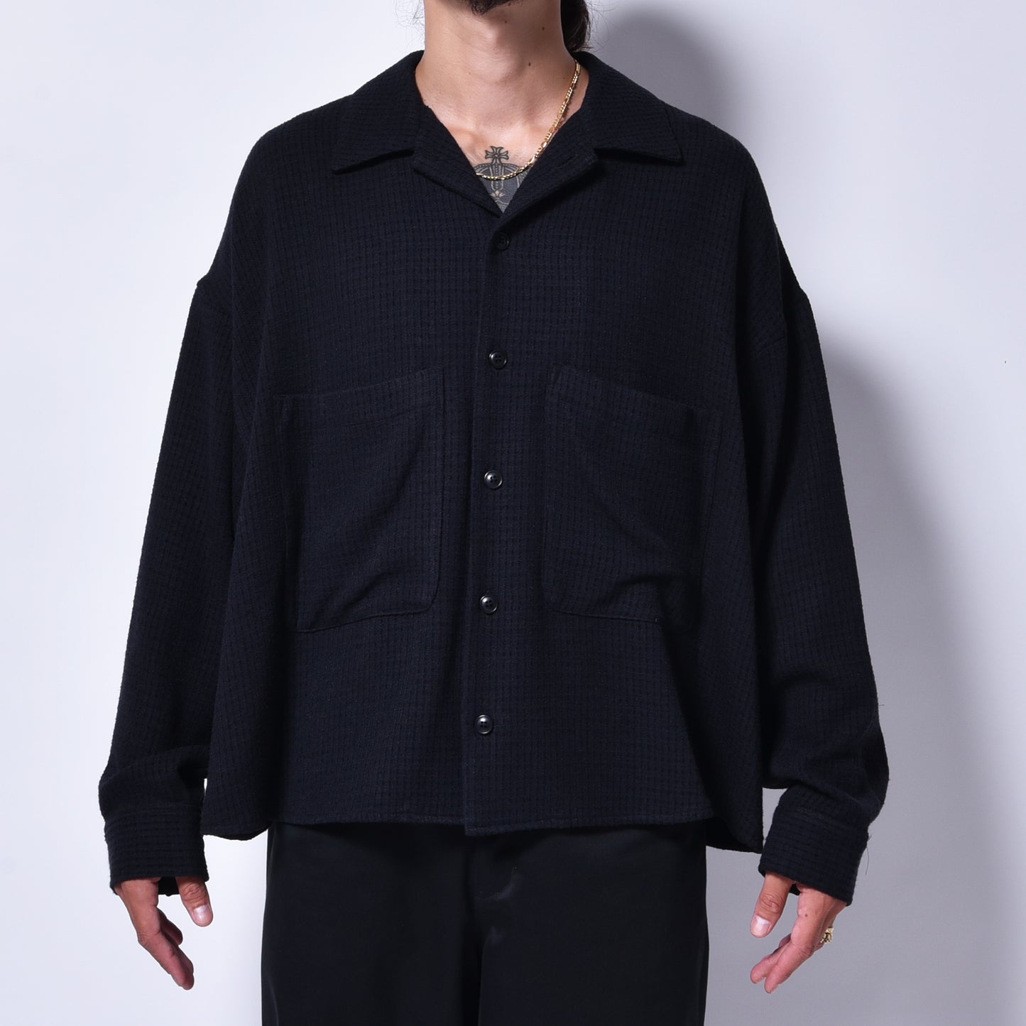 rin / Loop Short Wide L/S Shirt BK