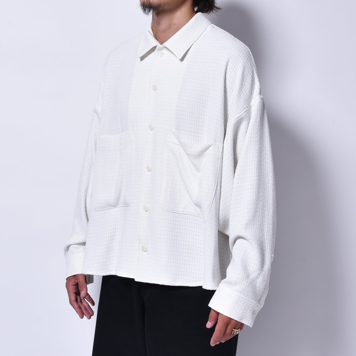 rin / Loop Short Wide L/S Shirt WH