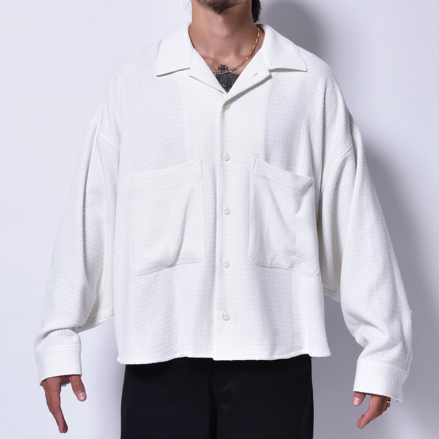 rin / Loop Short Wide L/S Shirt WH