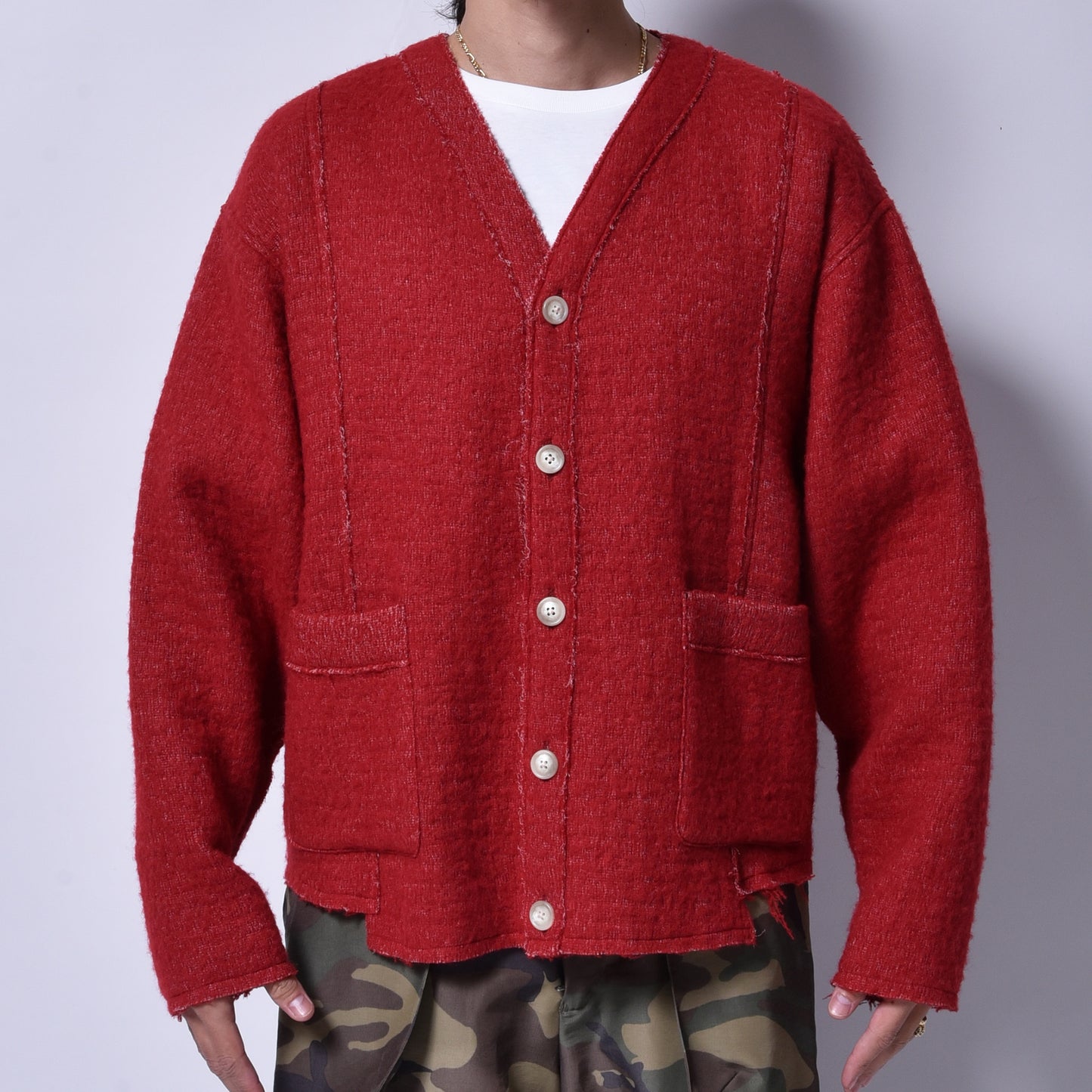 rin × WATANABE TEXTILE / Baby Alpaca Knit Cardigan RED