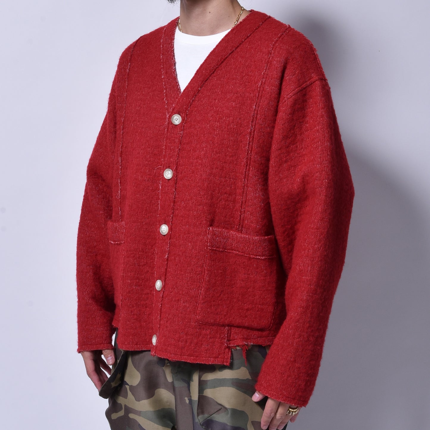 rin × WATANABE TEXTILE / Baby Alpaca Knit Cardigan RED