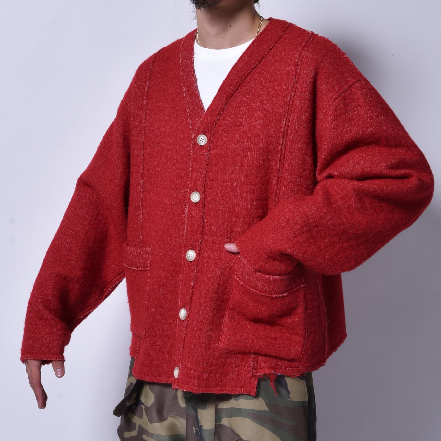 rin × WATANABE TEXTILE / Baby Alpaca Knit Cardigan RED