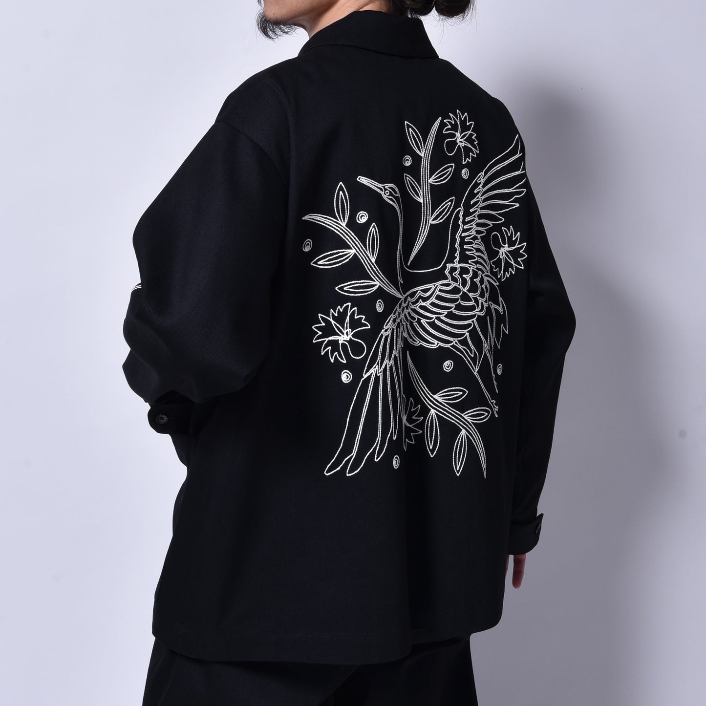 rin / Embroidery Car Coat Jacket BK