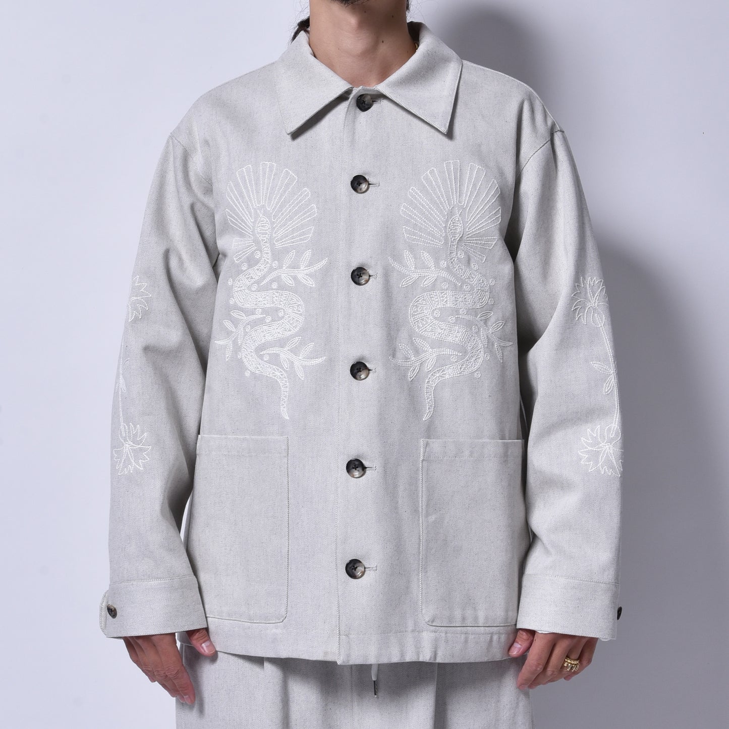 rin / Embroidery Car Coat Jacket WHBK