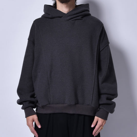 rin / Wool Switch Short Hoodie D.GREY