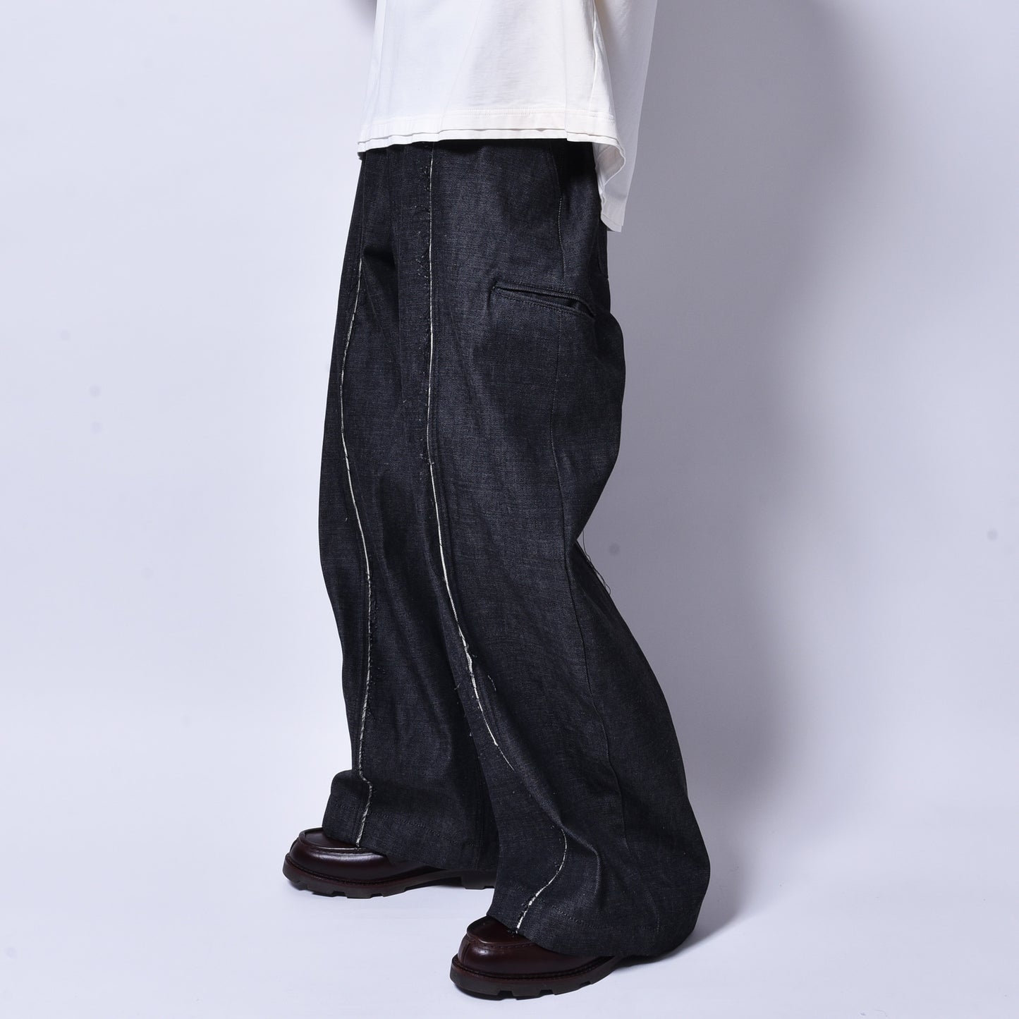 rin / DD Switch Wide Pants BK DENIM