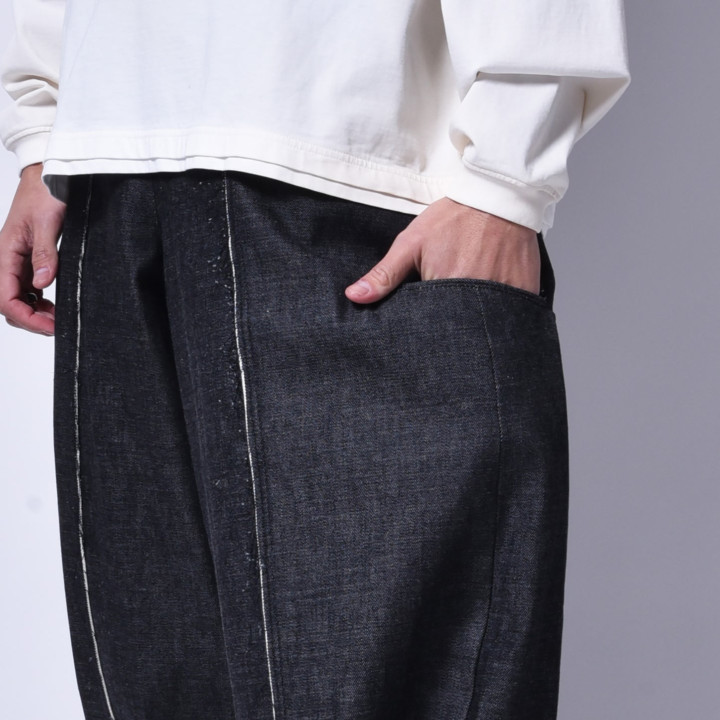 rin / DD Switch Wide Pants BK DENIM