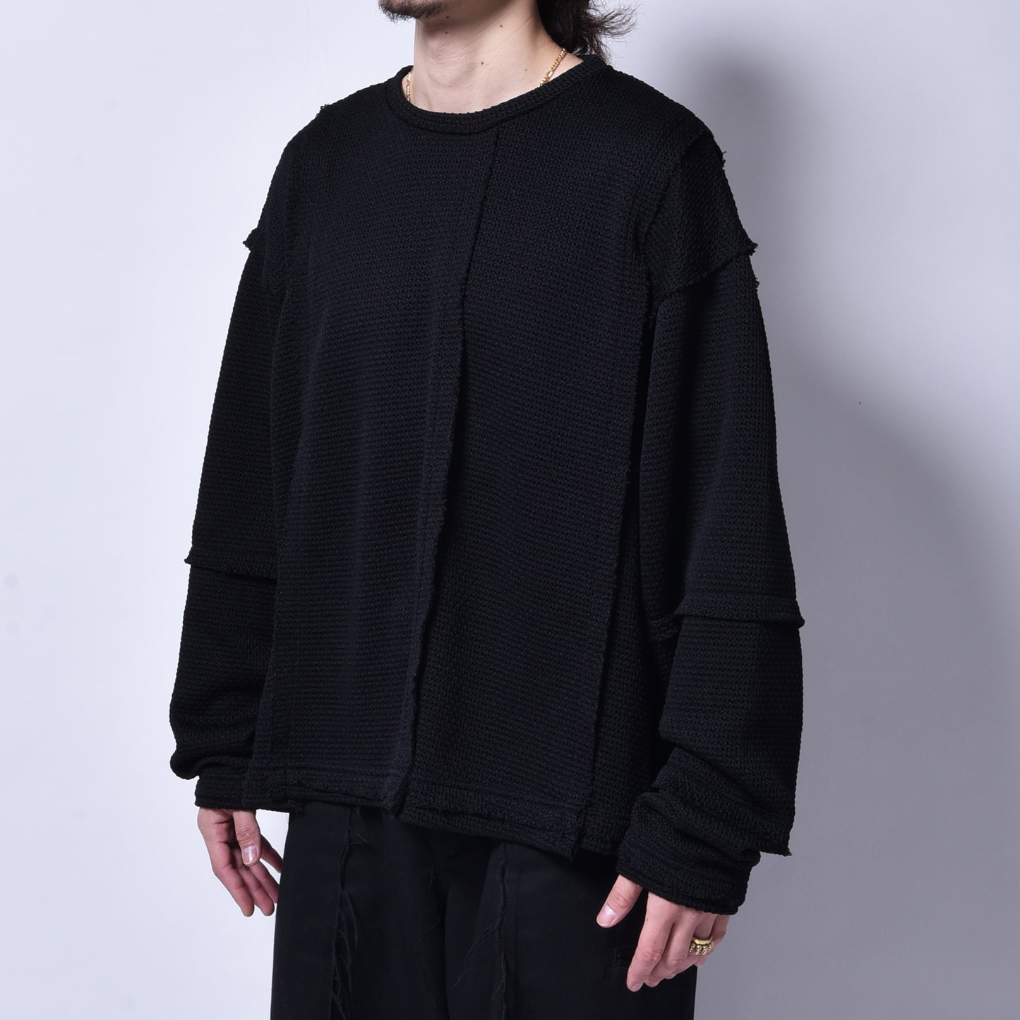 rin / Switch Waffle Long Sleeve BK