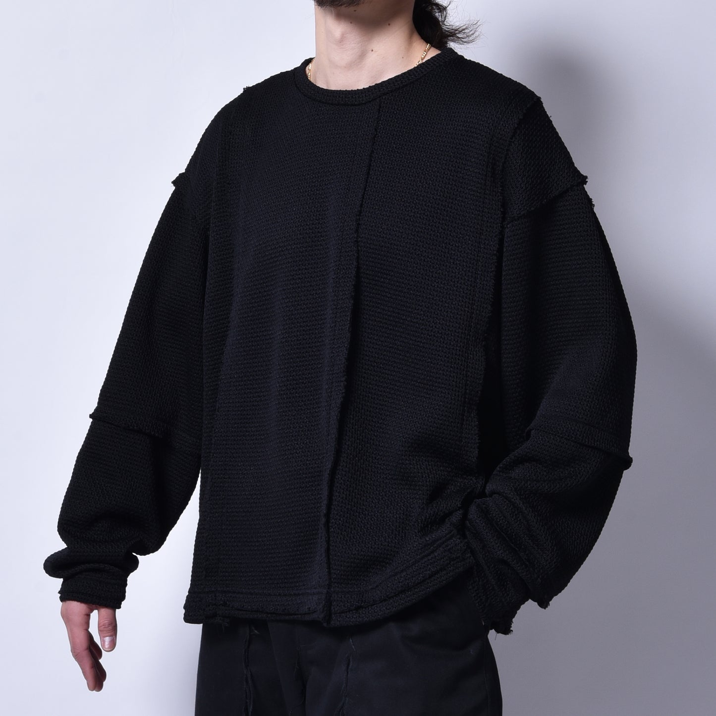 rin / Switch Waffle Long Sleeve BK