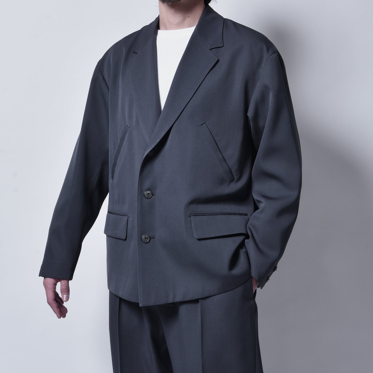 rin / Paper Wool Set Suit  SMOK GRN GREY