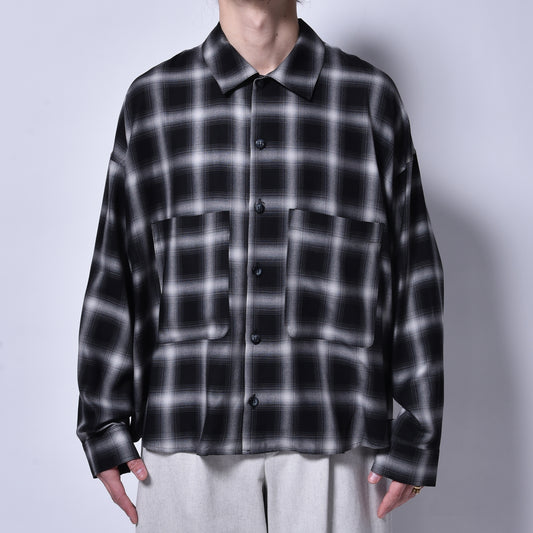 rin / Check Wide L/S Shirt BK