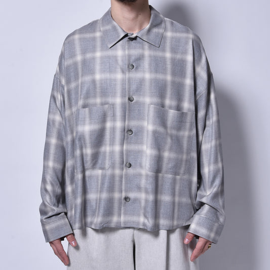 rin / Check Wide L/S Shirt GREY