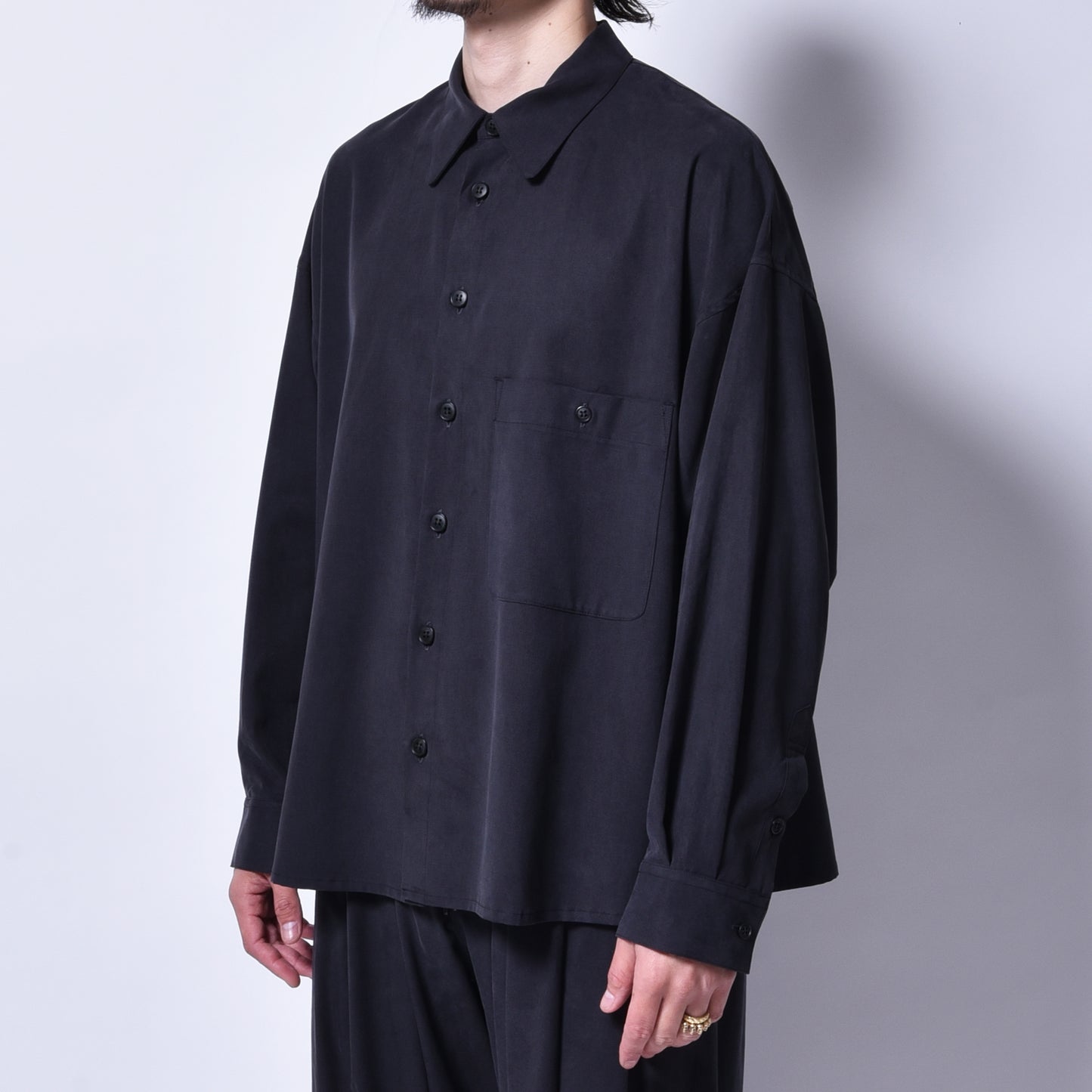 rin / Tensel Big Wide L/S Shirt BK