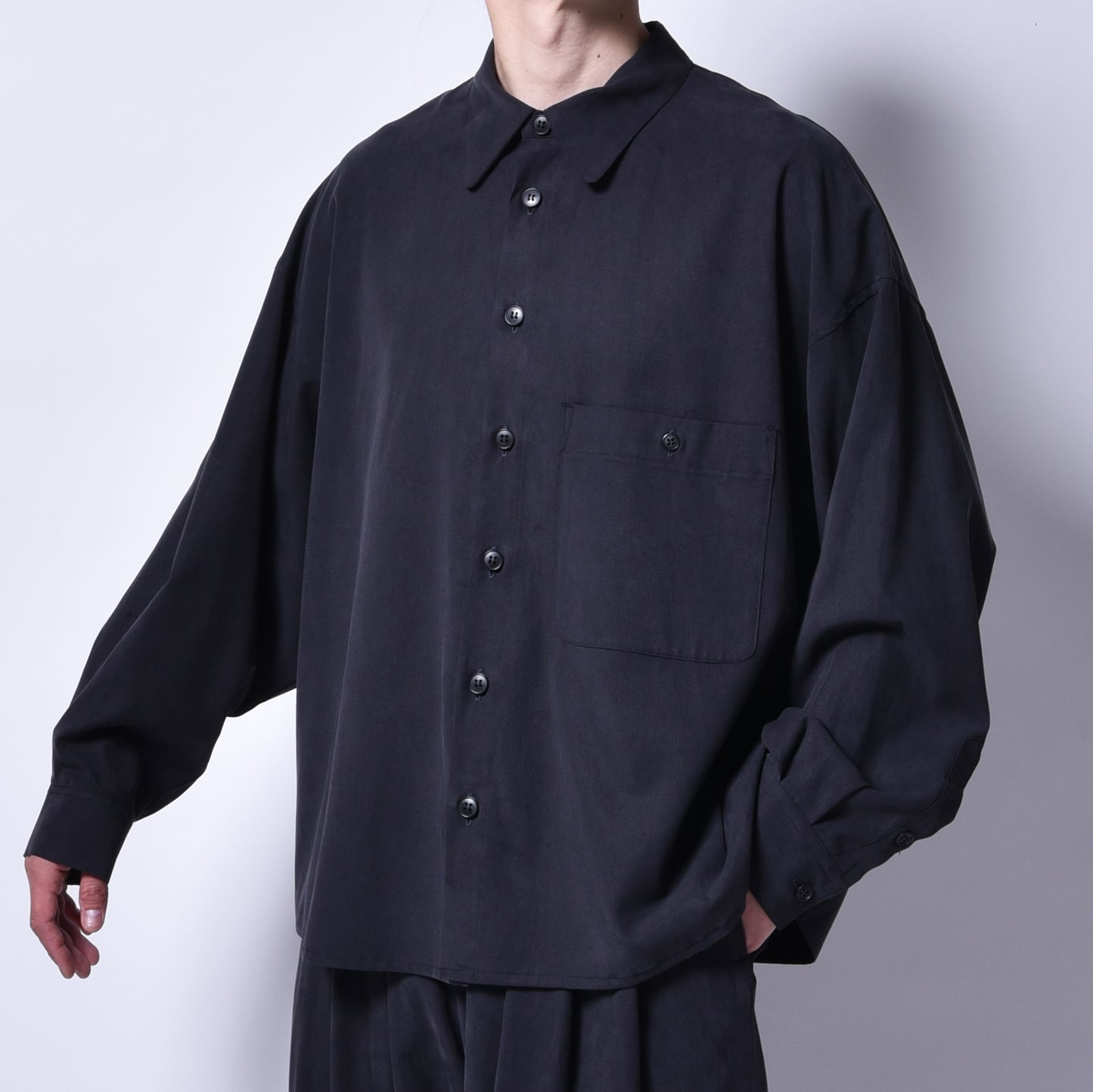 rin / Tensel Big Wide L/S Shirt BK