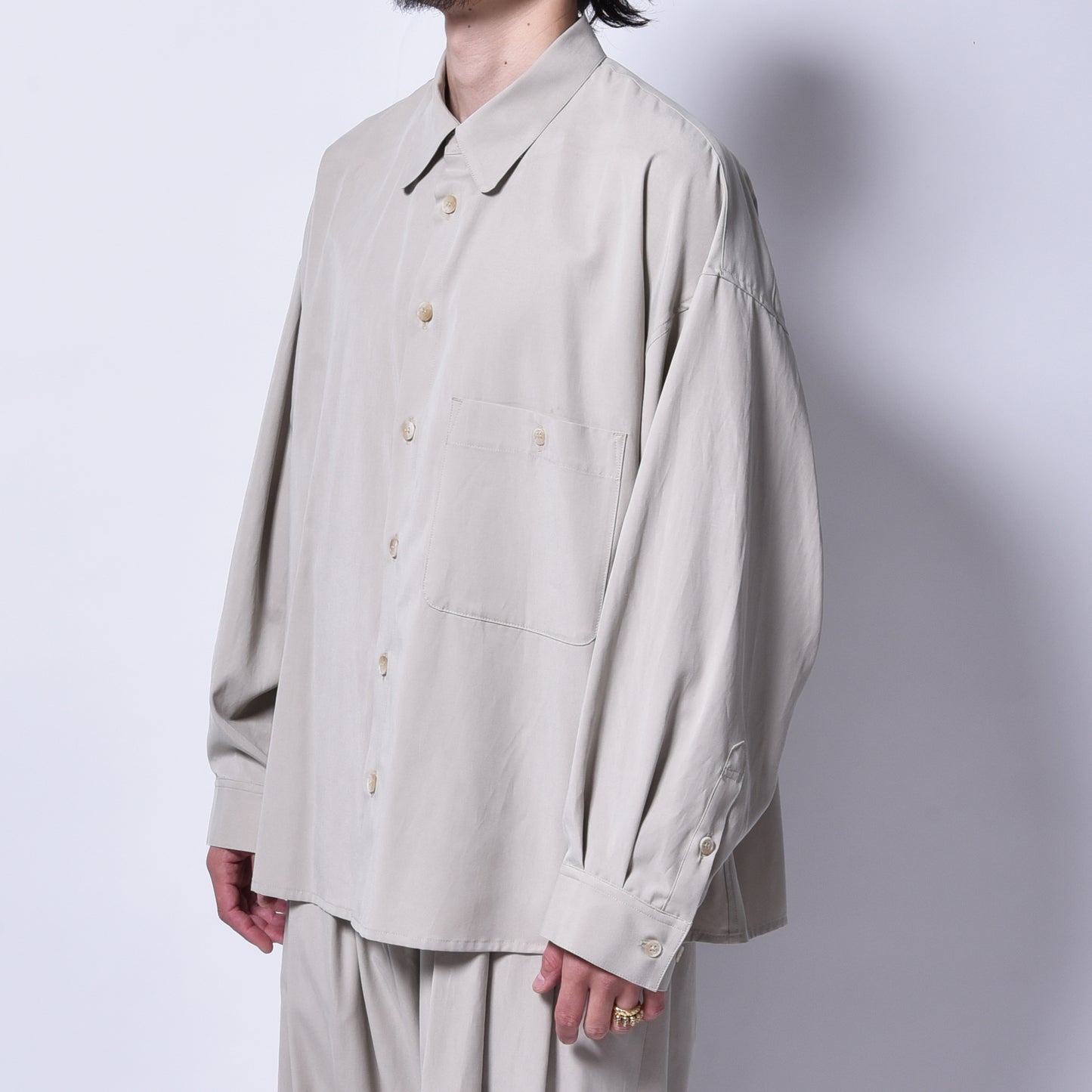 rin / Tensel Big Wide L/S Shirt BEI