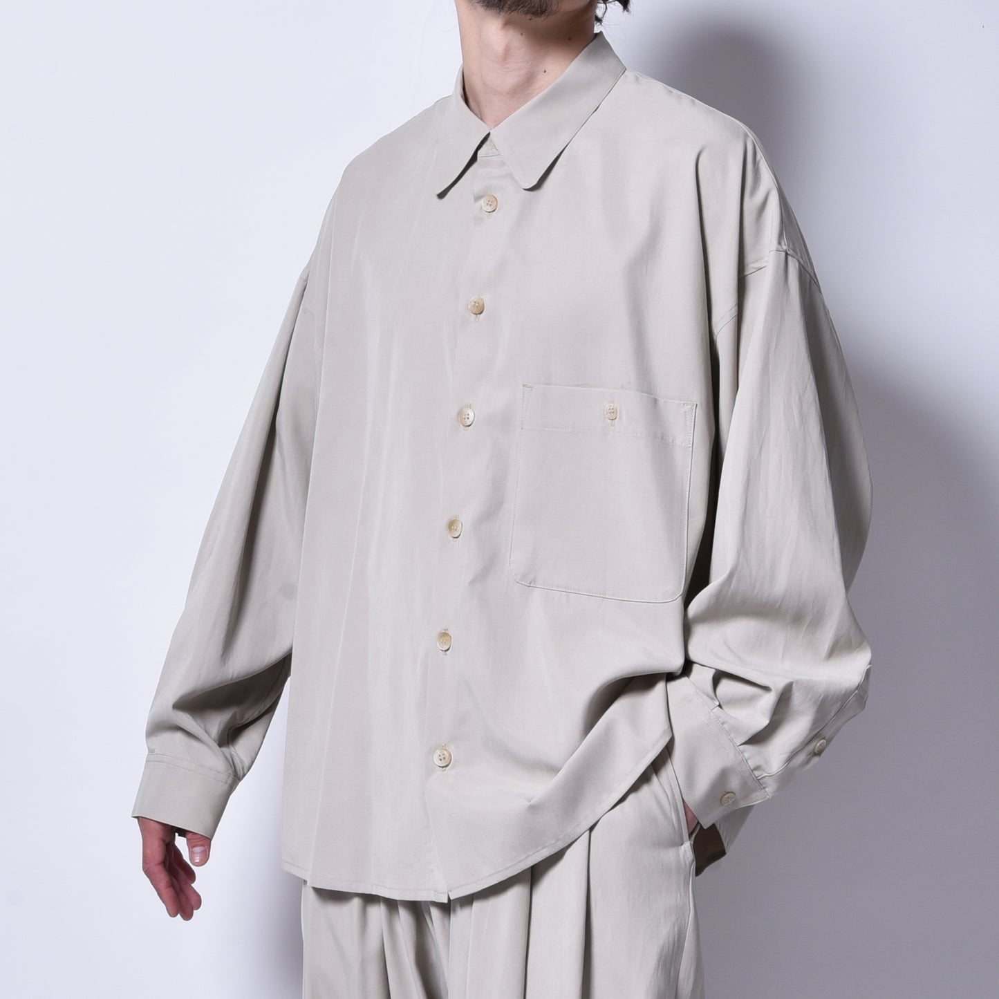 rin / Tensel Big Wide L/S Shirt BEI