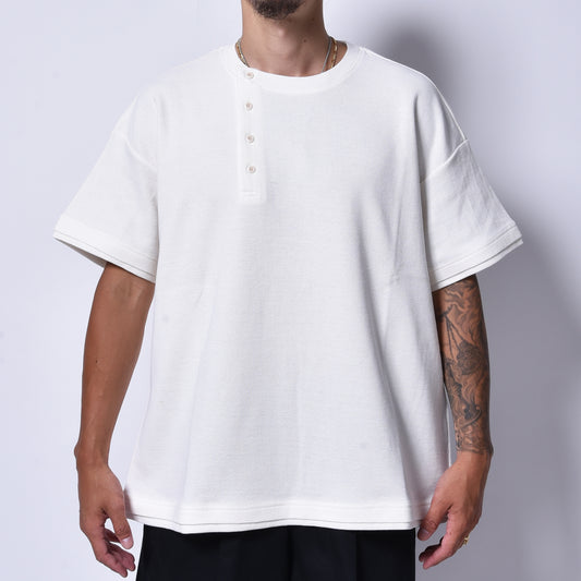 rin / Henry Neck Linen S/S Tee O.WH