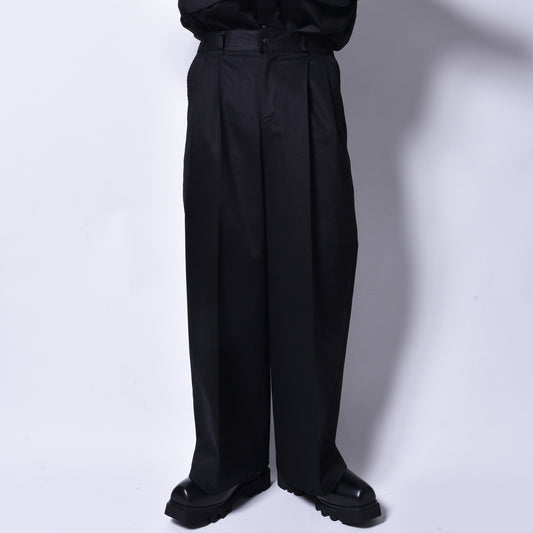rin / Two PK Tuck Wide Slacks Pants BK